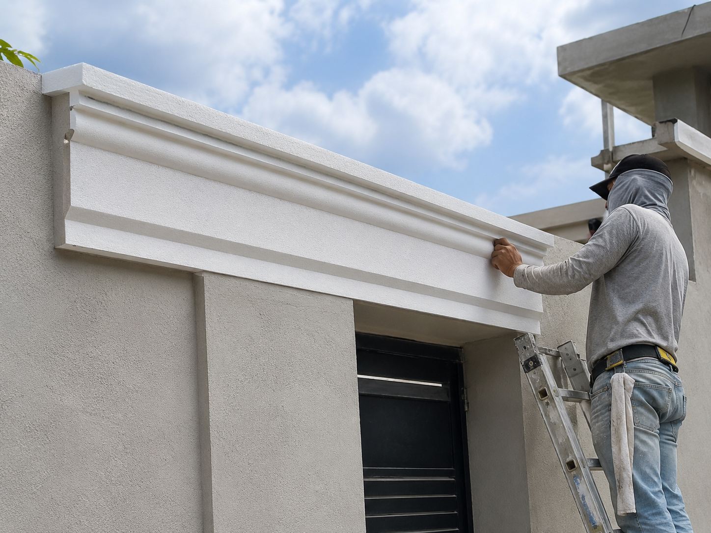 Moldura de Isopor EPS instalada em fachada
